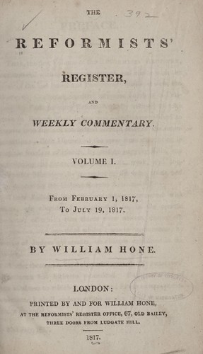 The Reformists' register, and weekly commentary ...