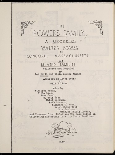 Powers family, a record of Walter Power of Concord, Massachusetts, and related families