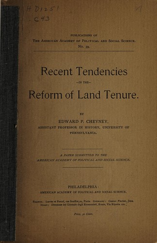 Recent tendencies in the reform of land tenure