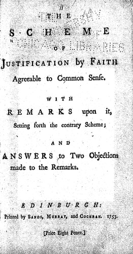 The scheme of justification by faith agreeable to common sense