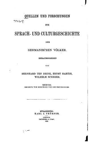 Quellen und Forschungen zur sprach- und Culturgeschichte der germanischen Völker