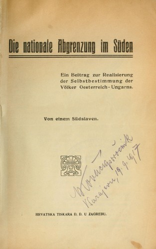 Die nationale Abgrenzung im S©·uden.