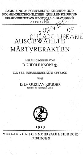 Ausgewählte Märtyrerakten.