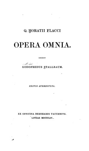 Q. Horatii Flacci Opera omnia