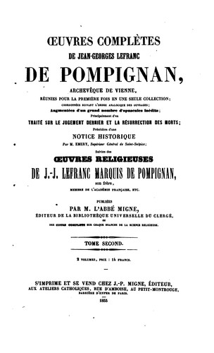 Oeuvres complètes de Jean-Georges Lefranc de Pompignan: augmentées d'un ...