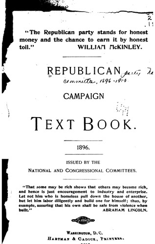 Republican Campaign Text Book, 1896