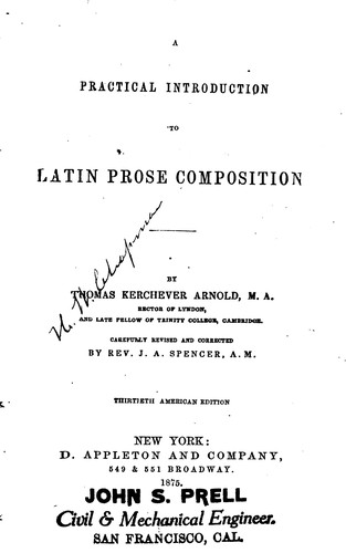 Practical Introduction to Latin Prose Composition