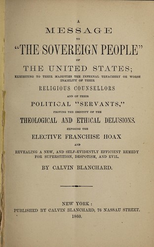 A message to "The sovereign people" of the United States