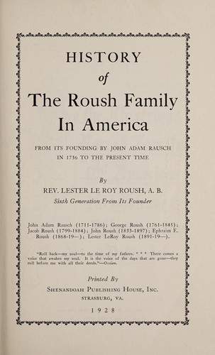 History of the Roush family in America