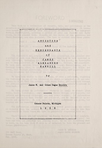 Ancestors and descendants of James Alexander Sawhill