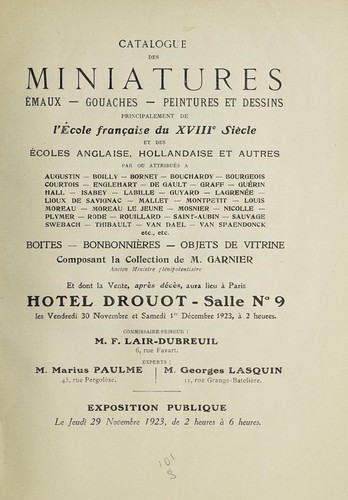 Miniatures, émaux, gouaches, peintures et dessins