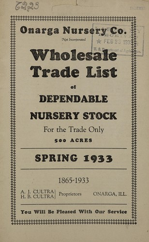 Wholesale trade list of dependable nursery stock for the trade only