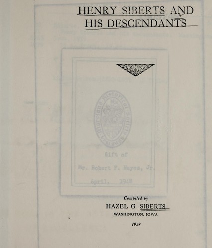 Henry Siberts and his descendants