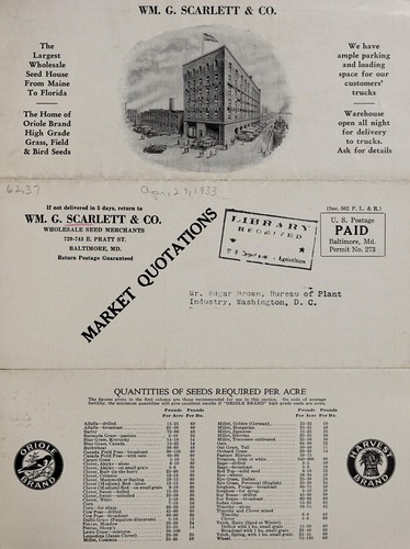 Wm. G. Scarlett & Co. seeds, April 29, 1933