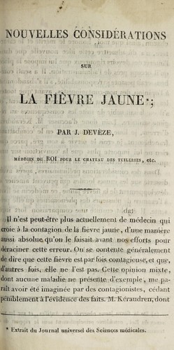 Nouvelles considérations sur la fièvre jaune