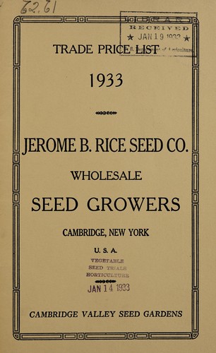 Trade price list, 1933