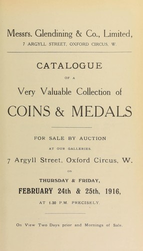 Catalogue of a very valuable collection of coins & medals, [with some lots] ... sold for the benefit of the Red Cross Fund ...