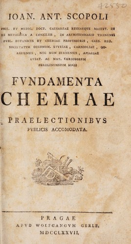 Fundamenta chemicae praelectionibus publicis accomodata