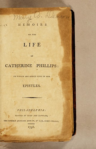 Memoirs of the life of Catherine [sic] Phillips