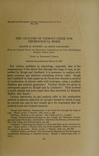 The analysis of nitrous oxide for physiological work