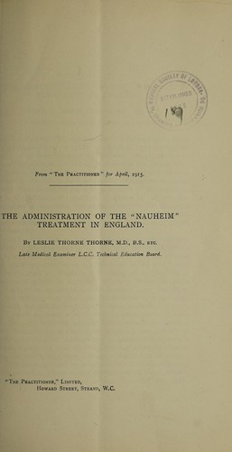 The administration of the "Nauheim" treatment in England