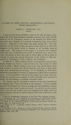 A case of open ductus arteriosus (Botalli), with necropsy