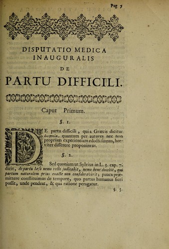 Disputatio medica inauguralis de partu difficili ...