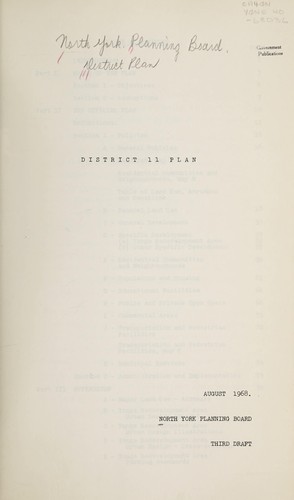 DISTRICT 11 PLAN - THIRD DRAFT - BOROUGH OF NORTH YORK - AUGUST 1968
