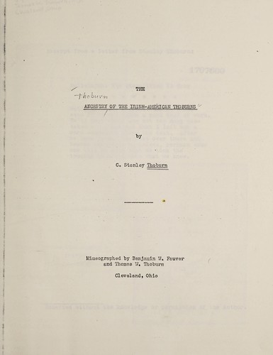The ancestry of the Irish-American Thoburns