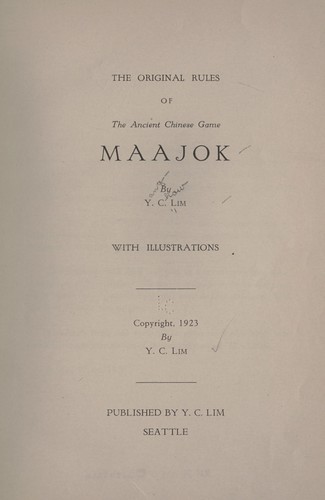 The original rules of the ancient Chinese game, maajok