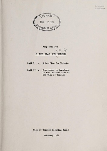 Proposals for a new plan for Toronto