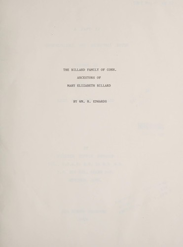 [The Billard family of Conn