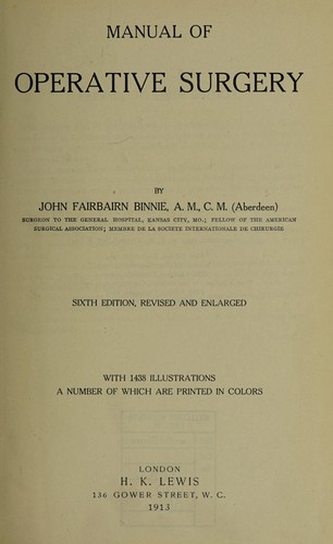 Manual of operative surgery