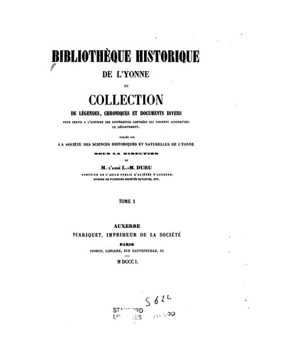 Bibliotheque historique de l'Yonne