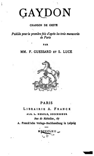 Gaydon: chanson de geste