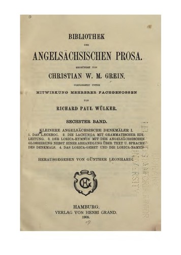 Kleinere angelsächsische Denkmäler