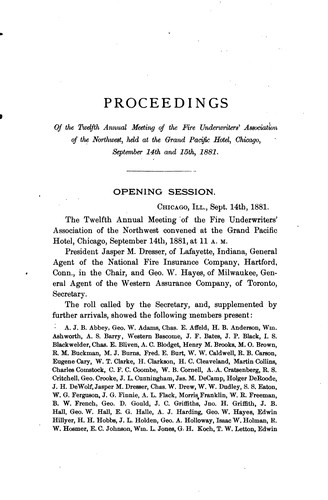 Proceedings of the ... Annual Meeting of the Fire Underwriters Association ...