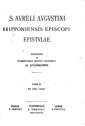S. Avreli Avgvstini Hipponiensis episcopi Epistvlae