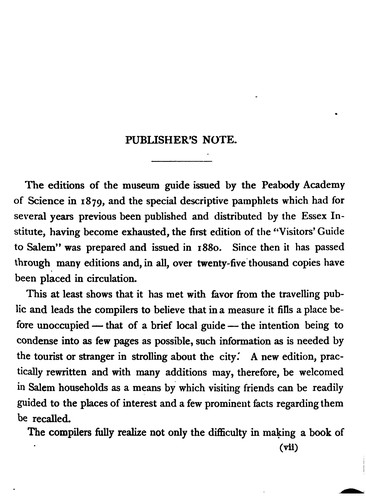 Visitor's Guide to Salem