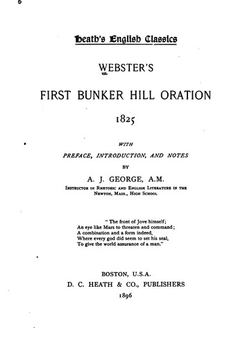 Webster's First Bunker Hill Oration, 1825