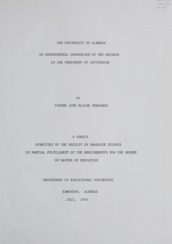 An experimental comparison of two methods in the treatment of stuttering