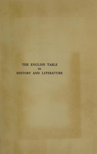 The English table in history and literature