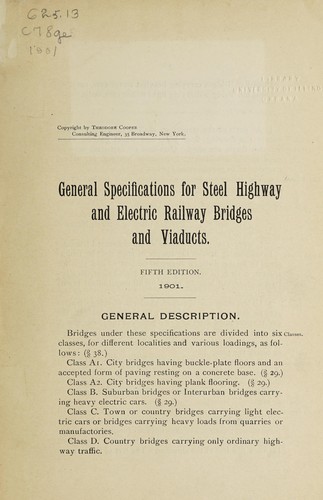 General specifications for steel highway and electric railway bridges and viaducts