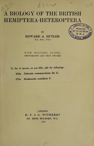 A biology of the British Hemiptera-Heteroptera