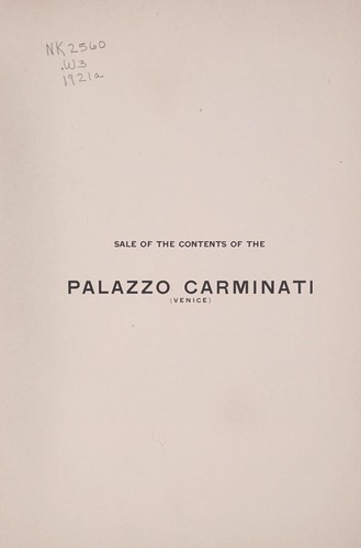 Sale of the contents of the Palazzo Carminati (Venice)