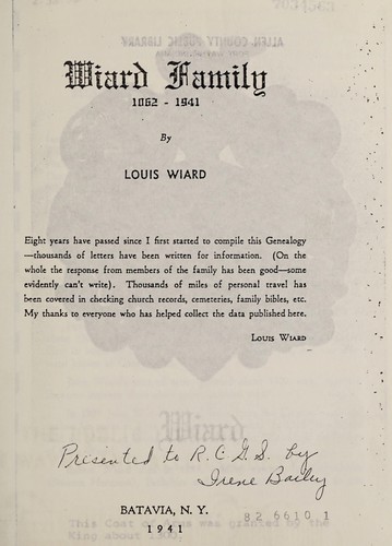 Wiard family, 1062-1941