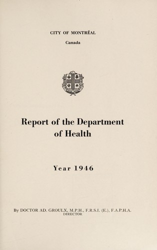 Report of the Department of Health