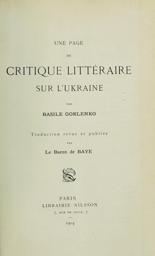 Une page de critique littéraire sur l'Ukraine