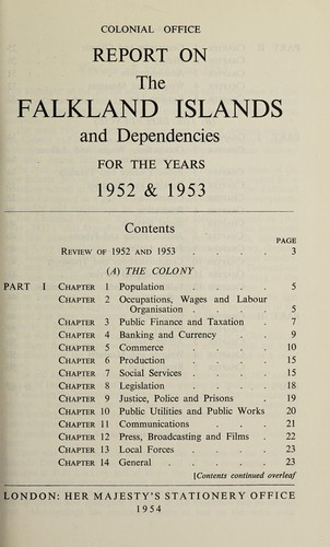 Annual report on the Falkland Islands and Dependencies