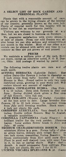 A select list of rock garden and perennial plants